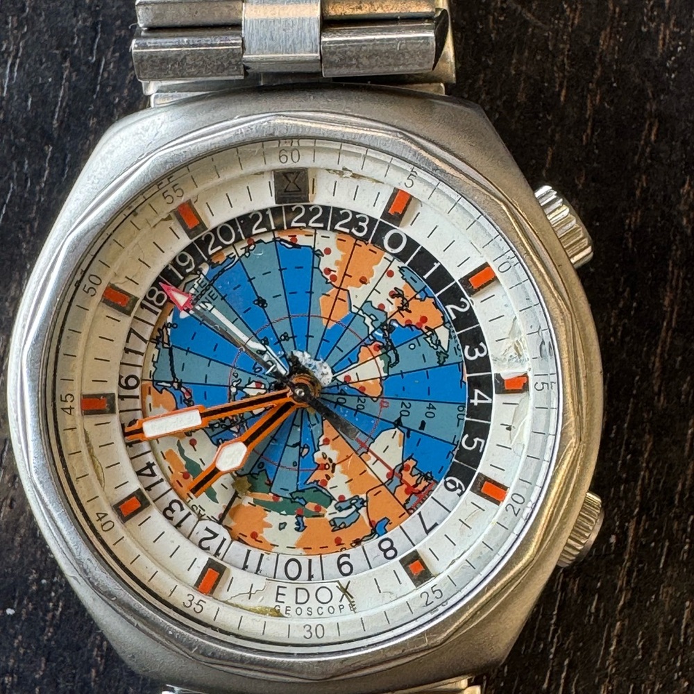 Edox Geoscope Timepiece with World Map Dial
